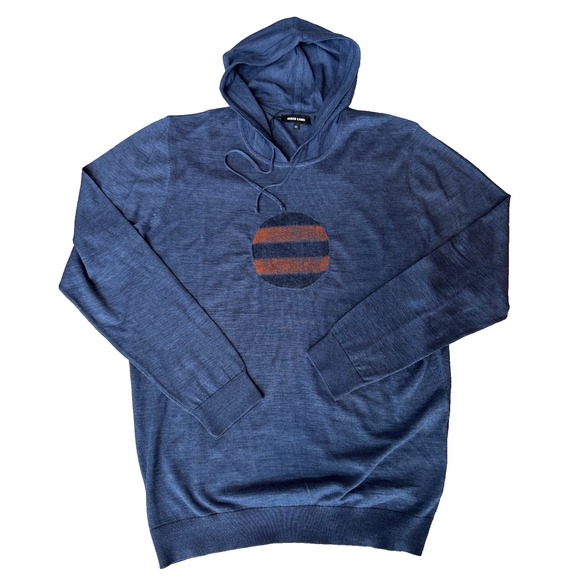 Jared Lang Men's Merino Wool Blend Pullover Hoodie Sweater Sz XL Navy Blue NWOT! - Picture 1 of 6